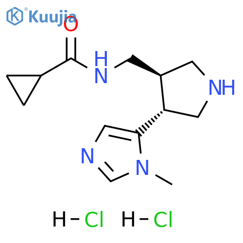Cyclopropanecarboxamide, N-[[(3R,4R)-4-(1-methyl-1H-imidazol-5-yl)-3-pyrrolidinyl]methyl]-, hydrochloride (1:2), rel- structure
