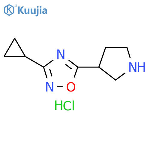 1,2,4-Oxadiazole, 3-cyclopropyl-5-(3-pyrrolidinyl)-, hydrochloride (1:1) structure