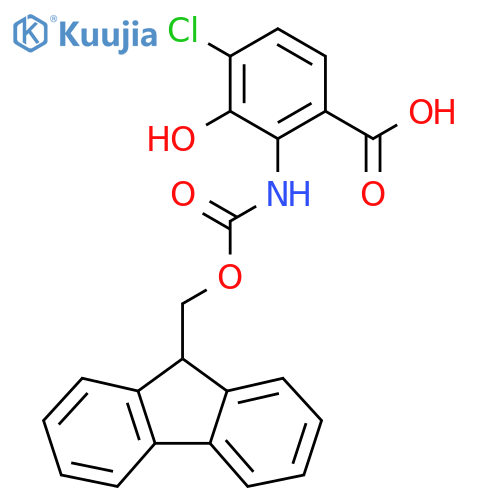 4-chloro-2-({[(9H-fluoren-9-yl)methoxy]carbonyl}amino)-3-hydroxybenzoic acid structure