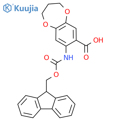 8-({[(9H-fluoren-9-yl)methoxy]carbonyl}amino)-3,4-dihydro-2H-1,5-benzodioxepine-7-carboxylic acid structure