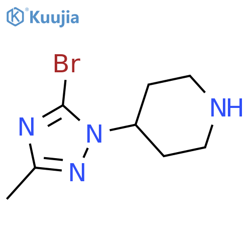 4-(5-bromo-3-methyl-1H-1,2,4-triazol-1-yl)piperidine structure