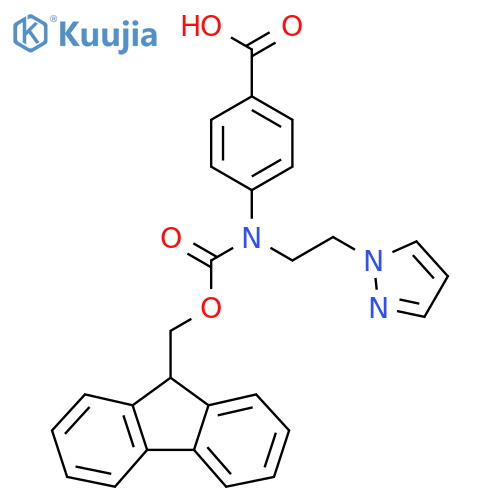 4-({[(9H-fluoren-9-yl)methoxy]carbonyl}[2-(1H-pyrazol-1-yl)ethyl]amino)benzoic acid structure