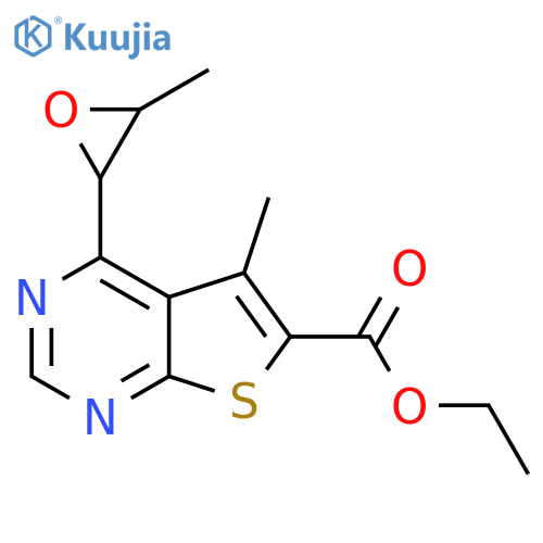 Ethyl 5-methyl-4-(3-methyloxiran-2-yl)thieno[2,3-d]pyrimidine-6-carboxylate structure