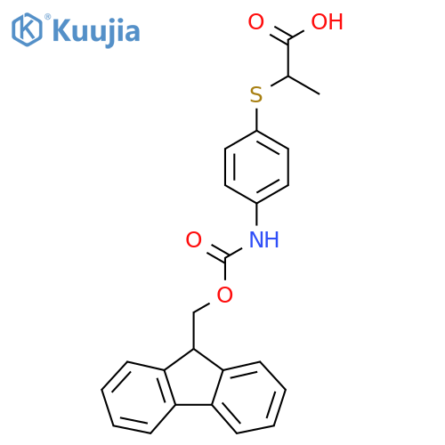 2-{[4-({[(9H-fluoren-9-yl)methoxy]carbonyl}amino)phenyl]sulfanyl}propanoic acid structure