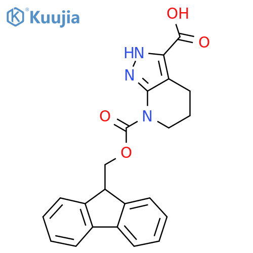 7-{[(9H-fluoren-9-yl)methoxy]carbonyl}-1H,4H,5H,6H,7H-pyrazolo[3,4-b]pyridine-3-carboxylic acid structure