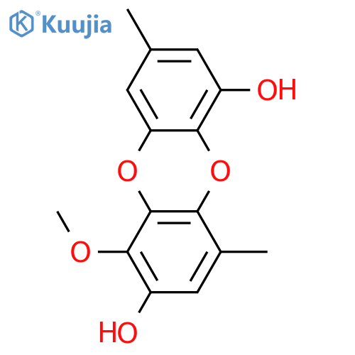 4,8-Dimethyldibenzo[b,e][1,4]dioxin-1,2,6-triol; 1-Me ether structure