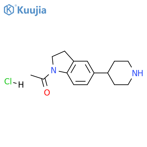 1-[5-(4-piperidyl)indolin-1-yl]ethanone;hydrochloride structure