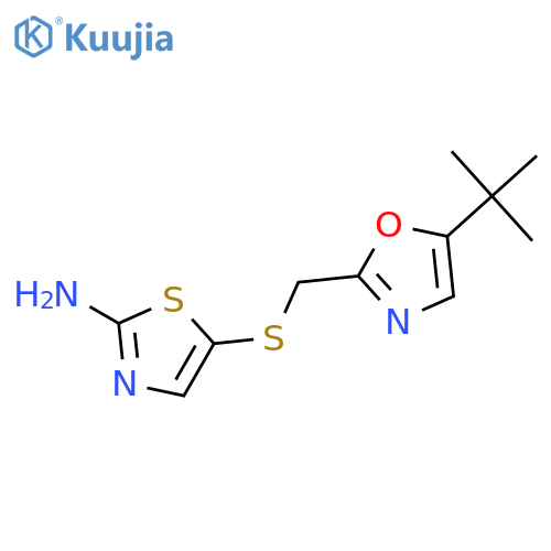 5-(((5-(tert-Butyl)oxazol-2-yl)methyl)thio)thiazol-2-amine structure