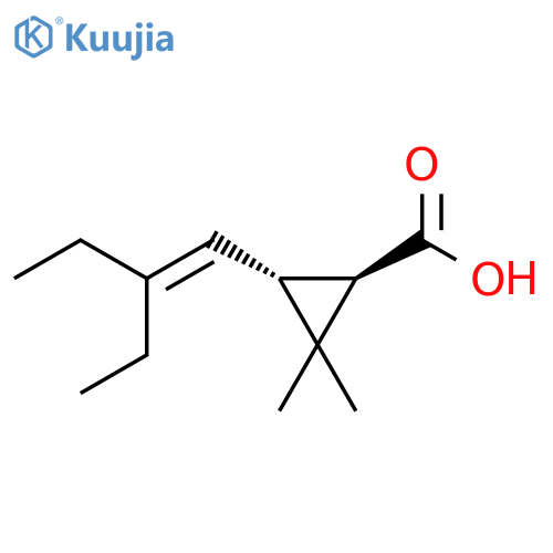 Cyclopropanecarboxylic acid, 3-(2-ethyl-1-butenyl)-2,2-dimethyl-, trans- structure