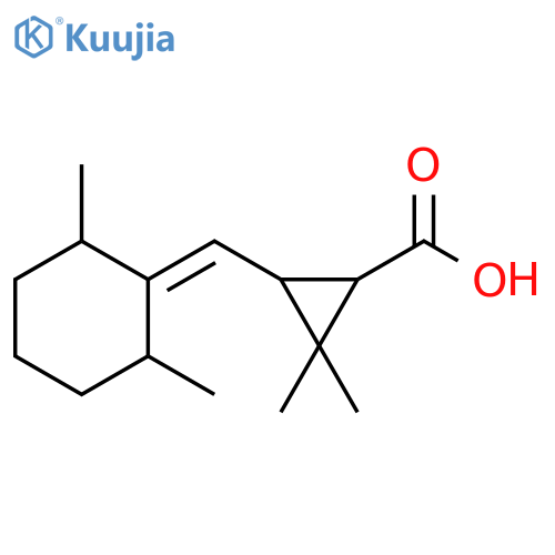 Cyclopropanecarboxylic acid,3-[(2,6-dimethylcyclohexylidene)methyl]-2,2-dimethyl- structure