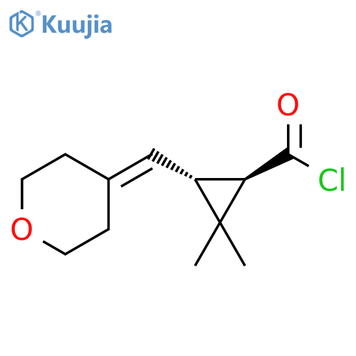 Cyclopropanecarbonyl chloride, 2,2-dimethyl-3-[(tetrahydro-4H-pyran-4-ylidene)methyl]-, (1R,3R)-rel- structure