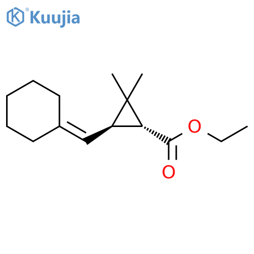 Cyclopropanecarboxylic acid, 3-(cyclohexylidenemethyl)-2,2-dimethyl-, ethyl ester, (1R,3R)-rel- structure