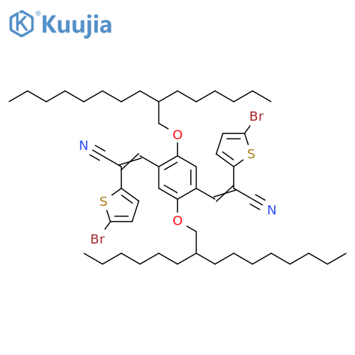 α,α′-[[2,5-Bis[(2-hexyldecyl)oxy]-1,4-phenylene]dimethylidyne]bis[5-bromo-2-thiopheneacetonitrile] structure