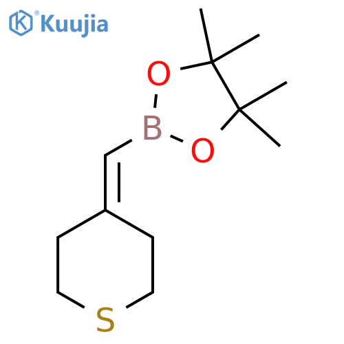 4,4,5,5-Tetramethyl-2-((tetrahydro-4H-thiopyran-4-ylidene)methyl)-1,3,2-dioxaborolane structure