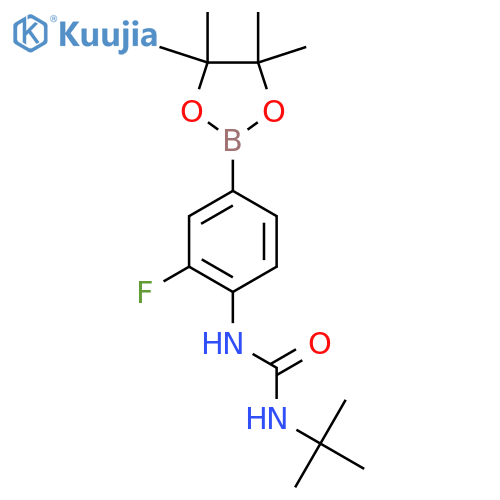 1-(Tert-butyl)-3-(2-fluoro-4-(4,4,5,5-tetramethyl-1,3,2-dioxaborolan-2-yl)phenyl)urea structure