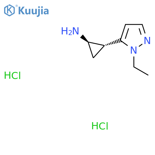 (1R,2R)-2-(2-Ethylpyrazol-3-yl)cyclopropan-1-amine;dihydrochloride structure