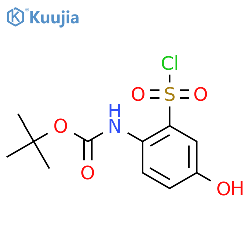 tert-butyl N-[2-(chlorosulfonyl)-4-hydroxyphenyl]carbamate structure