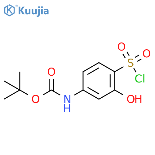 tert-butyl N-[4-(chlorosulfonyl)-3-hydroxyphenyl]carbamate structure