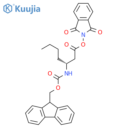 1,3-dioxo-2,3-dihydro-1H-isoindol-2-yl (3R)-3-({[(9H-fluoren-9-yl)methoxy]carbonyl}amino)heptanoate structure