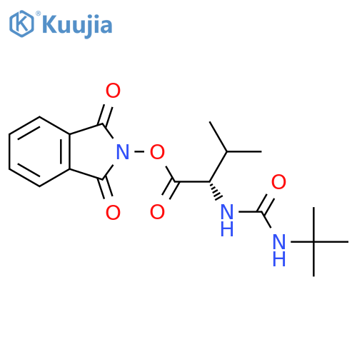 1,3-dioxo-2,3-dihydro-1H-isoindol-2-yl (2S)-2-[(tert-butylcarbamoyl)amino]-3-methylbutanoate structure