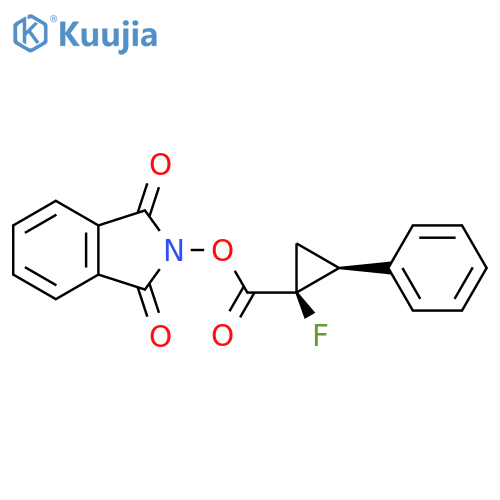1,3-dioxo-2,3-dihydro-1H-isoindol-2-yl (1S,2S)-1-fluoro-2-phenylcyclopropane-1-carboxylate structure