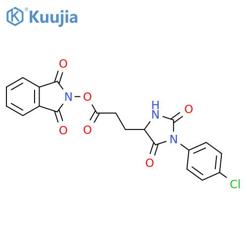 1,3-dioxo-2,3-dihydro-1H-isoindol-2-yl 3-[1-(4-chlorophenyl)-2,5-dioxoimidazolidin-4-yl]propanoate structure