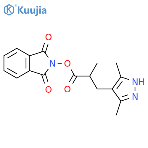 1,3-dioxo-2,3-dihydro-1H-isoindol-2-yl 3-(3,5-dimethyl-1H-pyrazol-4-yl)-2-methylpropanoate structure