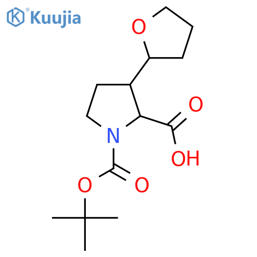 1-(tert-butoxy)carbonyl-3-(oxolan-2-yl)pyrrolidine-2-carboxylic acid structure
