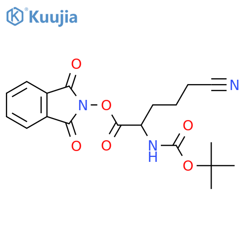 1,3-dioxo-2,3-dihydro-1H-isoindol-2-yl 2-{[(tert-butoxy)carbonyl]amino}-5-cyanopentanoate structure