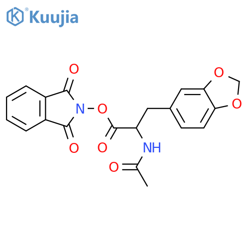 1,3-dioxo-2,3-dihydro-1H-isoindol-2-yl 3-(1,3-dioxaindan-5-yl)-2-acetamidopropanoate structure