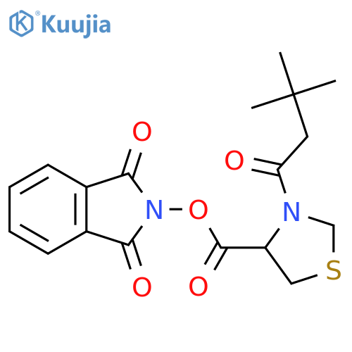 1,3-dioxo-2,3-dihydro-1H-isoindol-2-yl 3-(3,3-dimethylbutanoyl)-1,3-thiazolidine-4-carboxylate structure