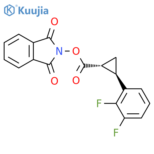 rac-1,3-dioxo-2,3-dihydro-1H-isoindol-2-yl (1R,2R)-2-(2,3-difluorophenyl)cyclopropane-1-carboxylate structure