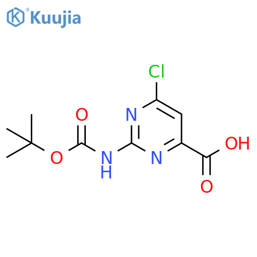 4-Pyrimidinecarboxylic acid, 6-chloro-2-[[(1,1-dimethylethoxy)carbonyl]amino]- structure