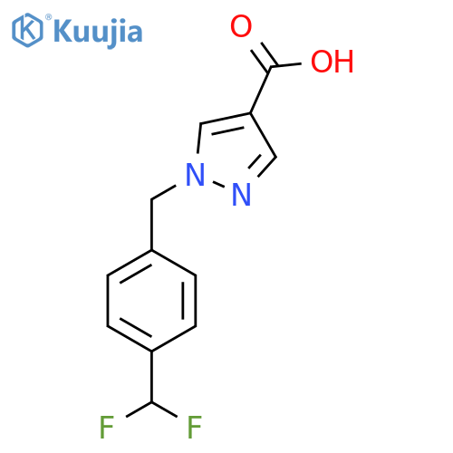 1-[[4-(Difluoromethyl)phenyl]methyl]pyrazole-4-carboxylic acid structure