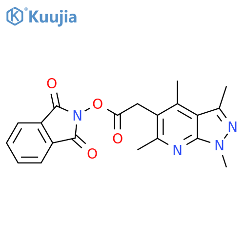 1,3-dioxo-2,3-dihydro-1H-isoindol-2-yl 2-{tetramethyl-1H-pyrazolo[3,4-b]pyridin-5-yl}acetate structure