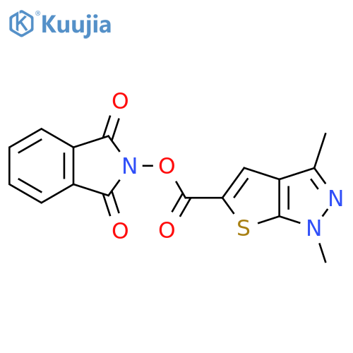 1,3-dioxo-2,3-dihydro-1H-isoindol-2-yl 1,3-dimethyl-1H-thieno[2,3-c]pyrazole-5-carboxylate structure