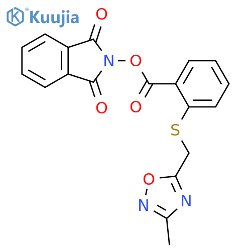 1,3-dioxo-2,3-dihydro-1H-isoindol-2-yl 2-{[(3-methyl-1,2,4-oxadiazol-5-yl)methyl]sulfanyl}benzoate structure
