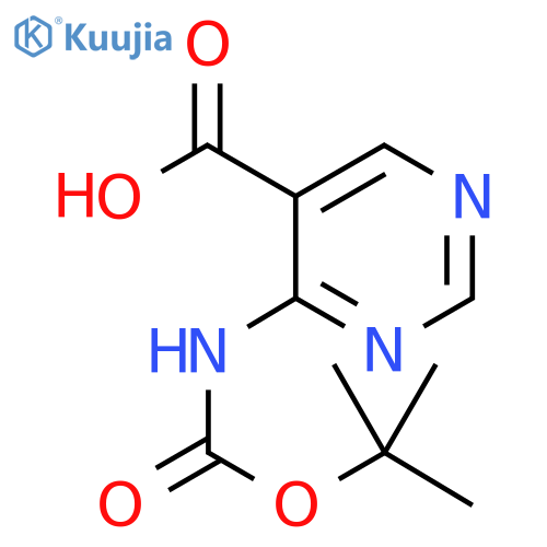 4-((tert-Butoxycarbonyl)amino)pyrimidine-5-carboxylic acid structure