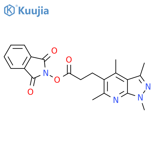 1,3-dioxo-2,3-dihydro-1H-isoindol-2-yl 3-{tetramethyl-1H-pyrazolo[3,4-b]pyridin-5-yl}propanoate structure