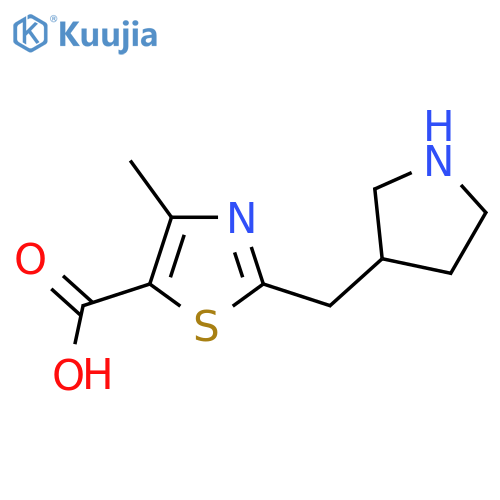 4-Methyl-2-[(pyrrolidin-3-yl)methyl]-1,3-thiazole-5-carboxylic acid structure