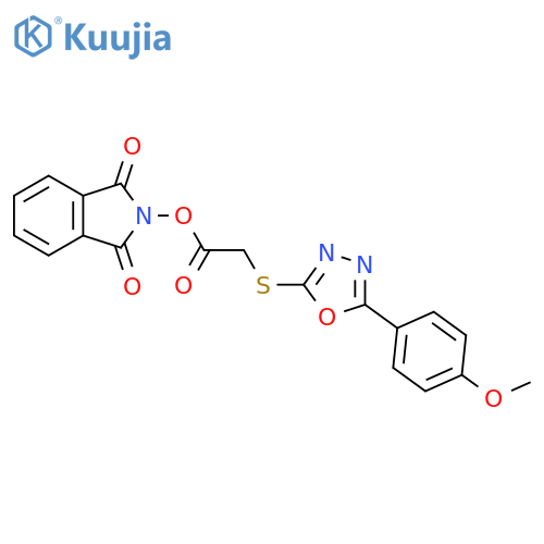 1,3-dioxo-2,3-dihydro-1H-isoindol-2-yl 2-{[5-(4-methoxyphenyl)-1,3,4-oxadiazol-2-yl]sulfanyl}acetate structure