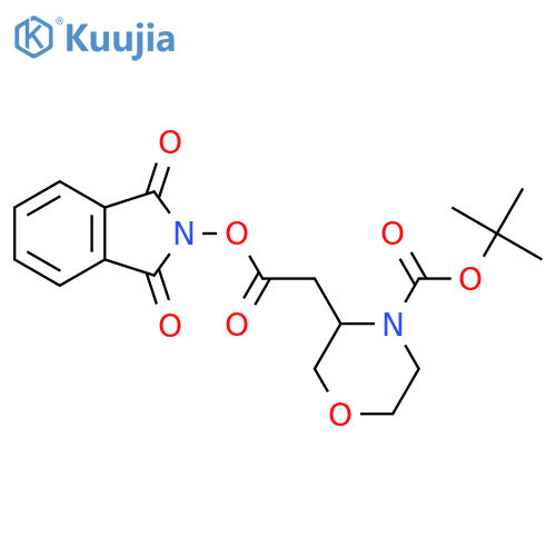 tert-butyl 3-{2-[(1,3-dioxo-2,3-dihydro-1H-isoindol-2-yl)oxy]-2-oxoethyl}morpholine-4-carboxylate structure