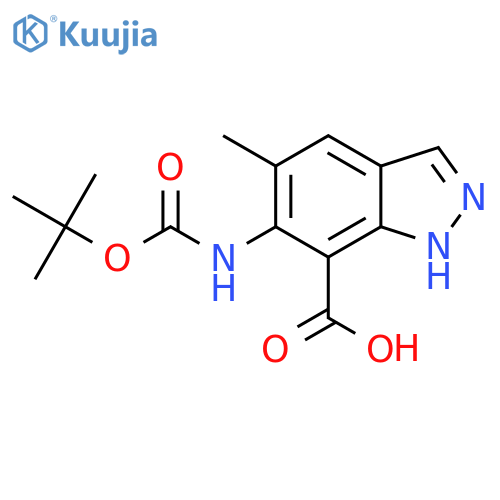 6-{[(tert-butoxy)carbonyl]amino}-5-methyl-2H-indazole-7-carboxylic acid structure