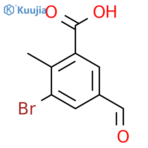 3-Bromo-5-formyl-2-methylbenzoic acid structure
