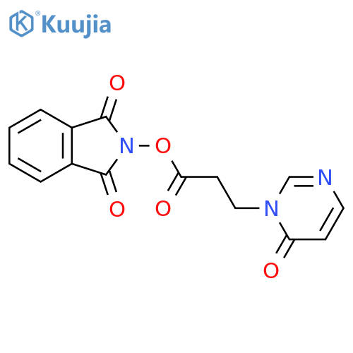 1,3-dioxo-2,3-dihydro-1H-isoindol-2-yl 3-(6-oxo-1,6-dihydropyrimidin-1-yl)propanoate structure