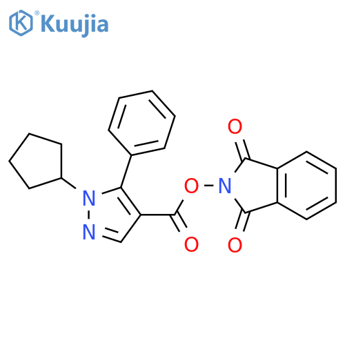 1,3-dioxo-2,3-dihydro-1H-isoindol-2-yl 1-cyclopentyl-5-phenyl-1H-pyrazole-4-carboxylate structure