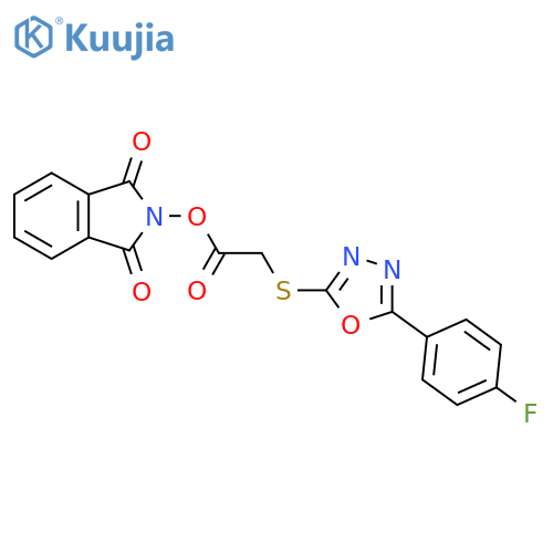 1,3-dioxo-2,3-dihydro-1H-isoindol-2-yl 2-{[5-(4-fluorophenyl)-1,3,4-oxadiazol-2-yl]sulfanyl}acetate structure