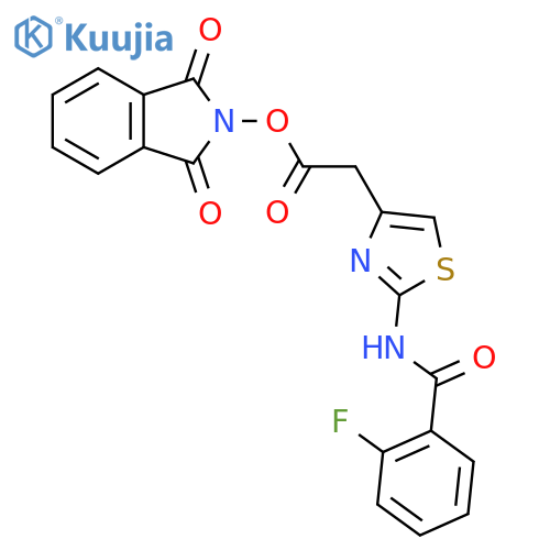 1,3-dioxo-2,3-dihydro-1H-isoindol-2-yl 2-[2-(2-fluorobenzamido)-1,3-thiazol-4-yl]acetate structure