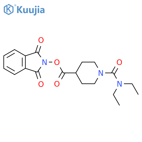 1,3-dioxo-2,3-dihydro-1H-isoindol-2-yl 1-(diethylcarbamoyl)piperidine-4-carboxylate structure