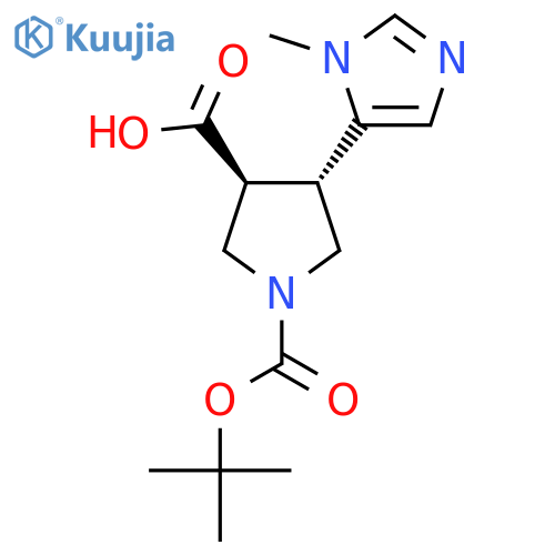 1-(tert-butoxy)carbonyl-4-(1-methyl-1H-imidazol-5-yl)pyrrolidine-3-carboxylic acid structure
